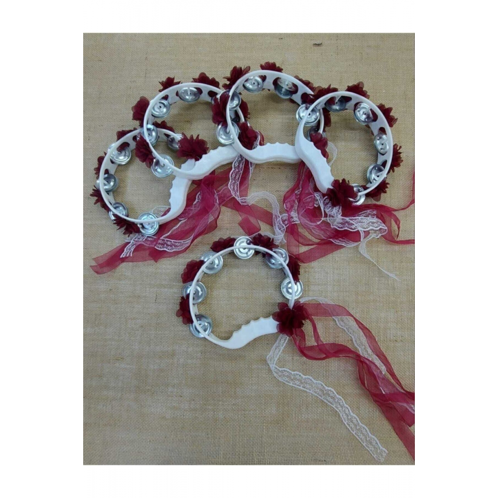 Kına Tacı Süslü Tef Süslü Nedime Bilekliği Kına Seti Bordo