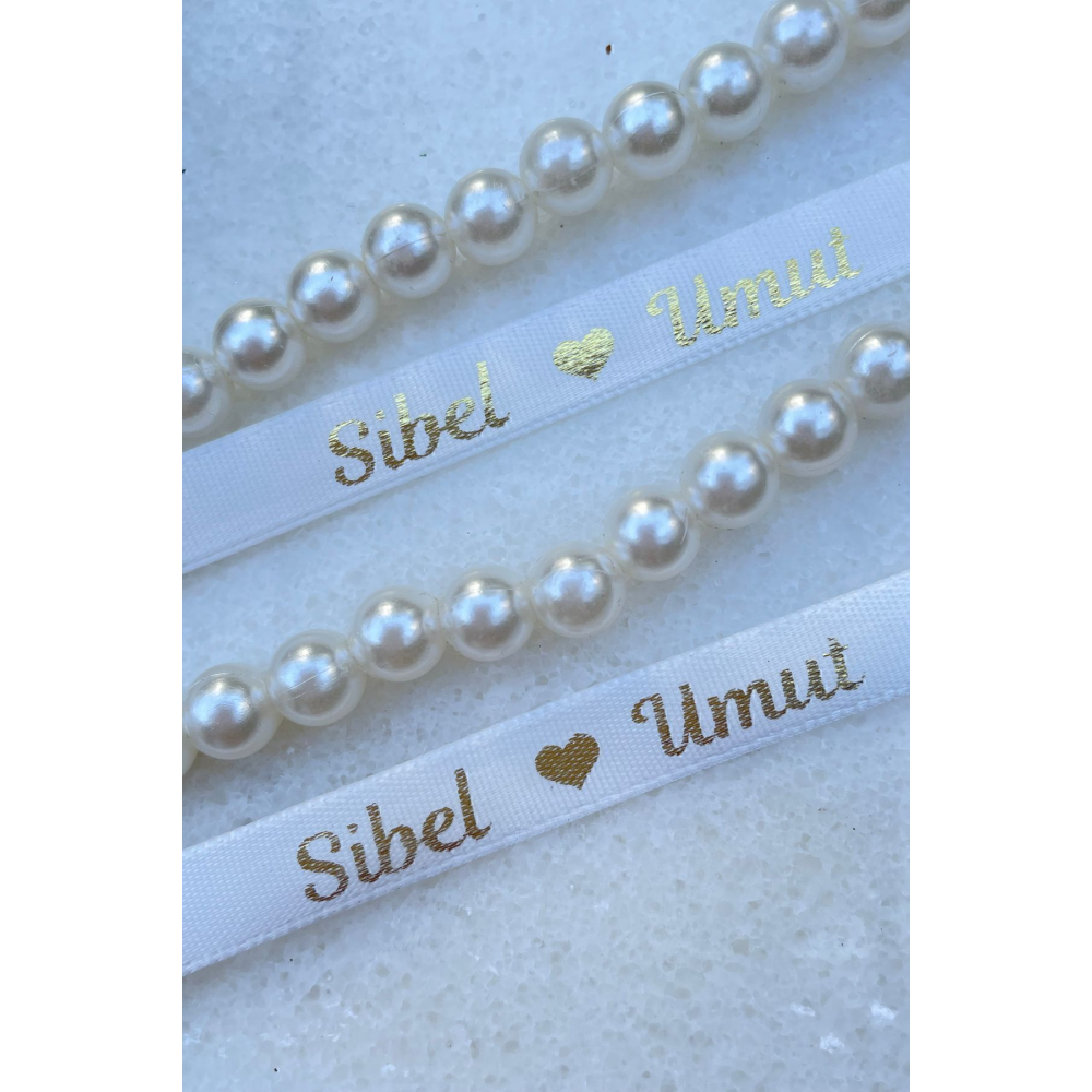 İncili Isimli Yüzük Kurdelesi (DÖKÜLEN INCİLİ - ALTIN YAZI) 42216