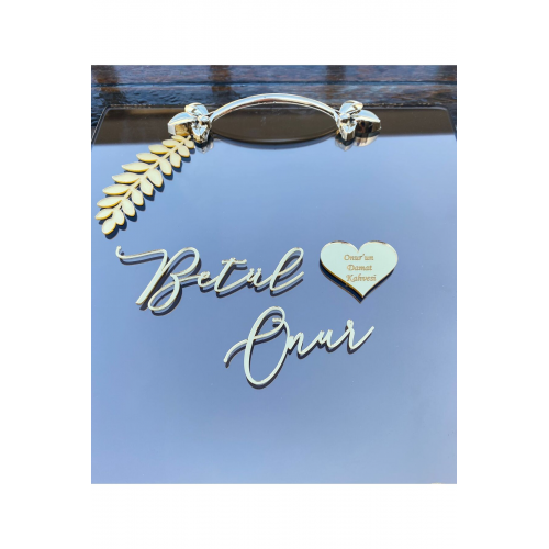 Nişan Tepsisi Pleksi Söz Isimlik El Yazısı A1 Gold