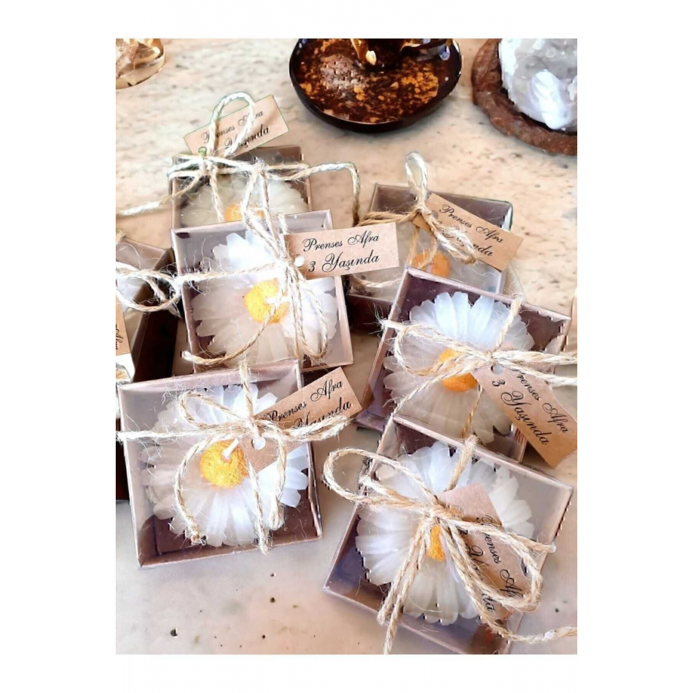 Mum, Nikah Şekeri, Doğum, Sünnet, Düğün Nişan Söz, Kına, Doğum Günü 10' Lu Papatya Mum