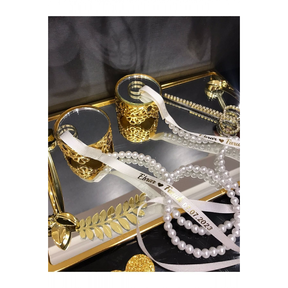 Söz & Nişan Incili Yüzük Kurdelesi (k-07t)