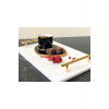 Doğal Mermer 20x30 Sunum Tepsisi Metal Gold Kulp