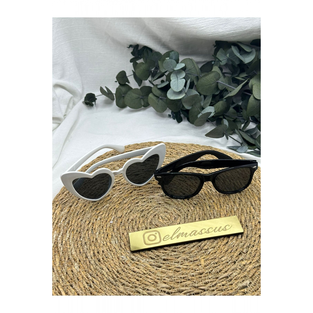 Beyaz Kalp Bride-after Düğün- Kına Çift Gözlük 2 Adet