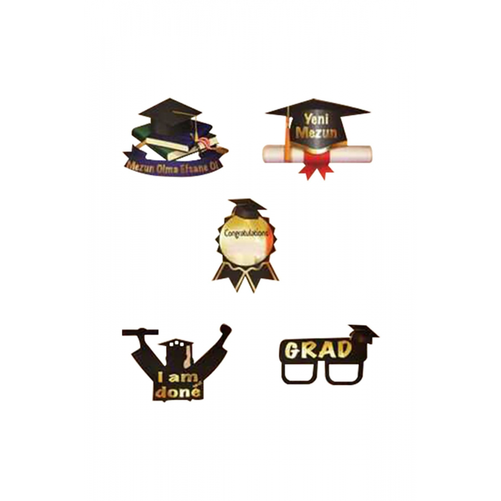 Mezuniyet Partisi Konuşma Balonu Varaklı Parlak Baskılı 5 Li