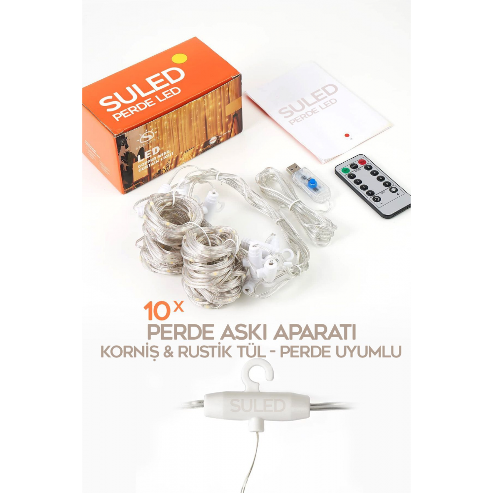 Perde Led 3x3 Metre Kumandalı 8 Mod Ambiyans Ayarlabilir Boy Dekor Mikro Led Işık Perde