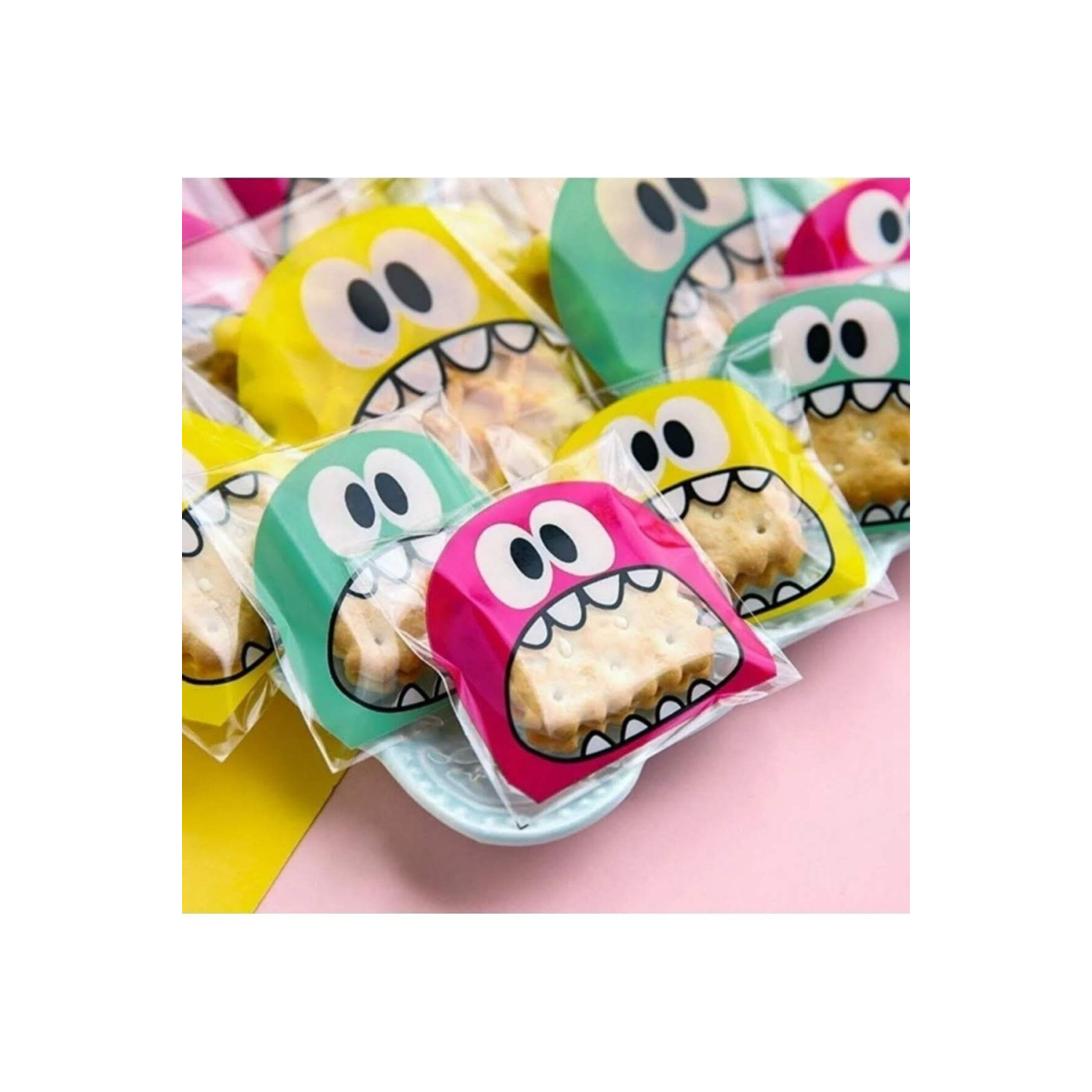 100 Adet Karşık Canavar Desenli Cake Pops Ve Kurabiye Poşeti 10x15 Cm Kendinden Yapışkanlı