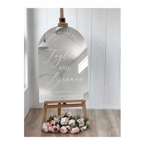 Düğün & Nişan Lüks Gümüş Pleksi Aynalı Karşılama Panosu 80x50 cm