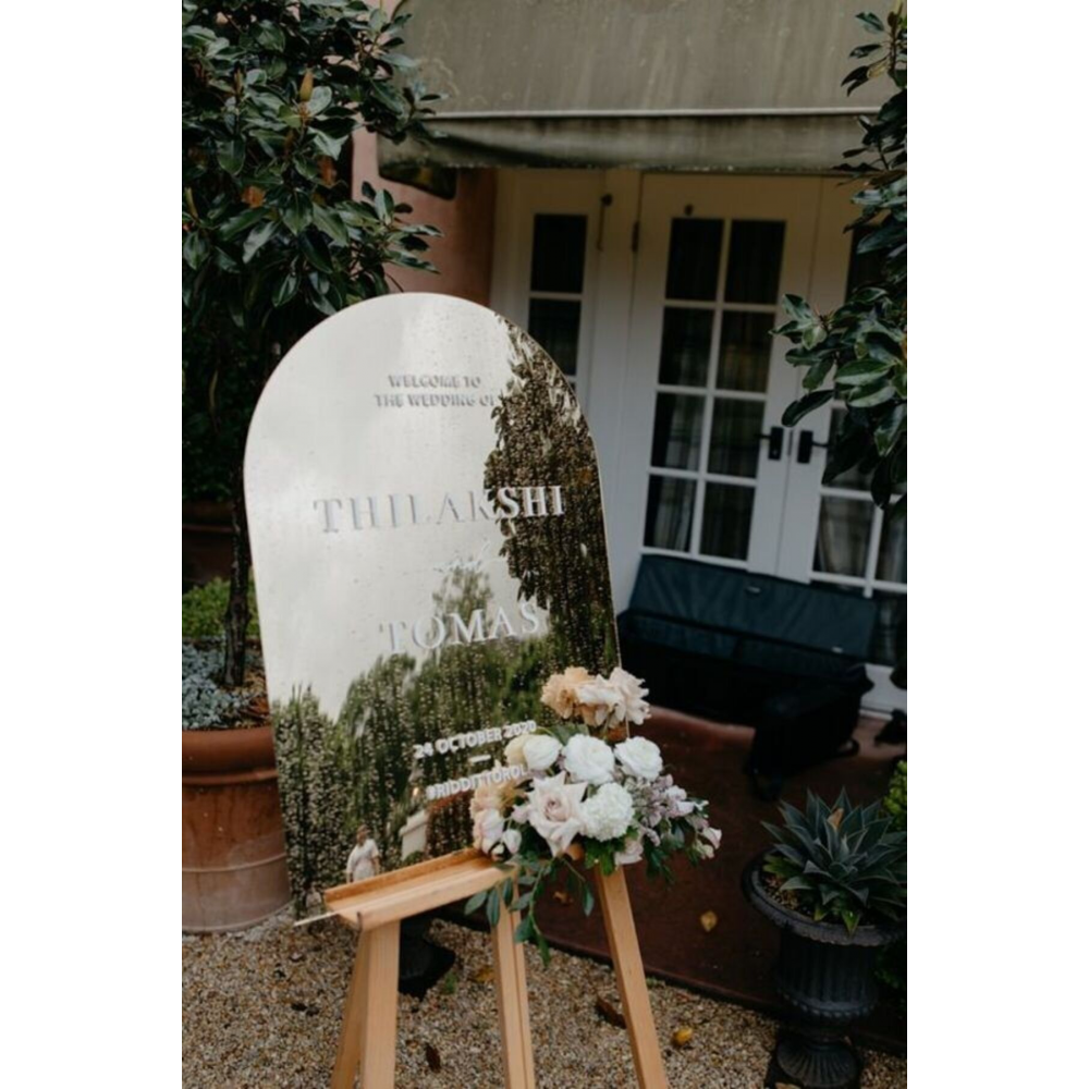 Düğün & Nişan Lüks Gümüş Pleksi Aynalı Karşılama Panosu 80x50 cm