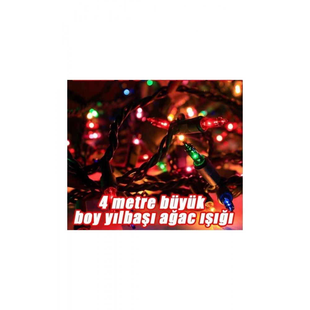 Renkli Yılbaşı Çam Ağacı Işığı Eko Poşetli 4 Metre Led Lambaları Işık