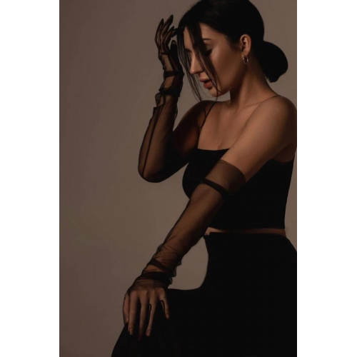 Hobigam 2023 Yeni Sezon Eldiven Siyah Tül Kostüm Eldiveni Uzun Tül Eldiven