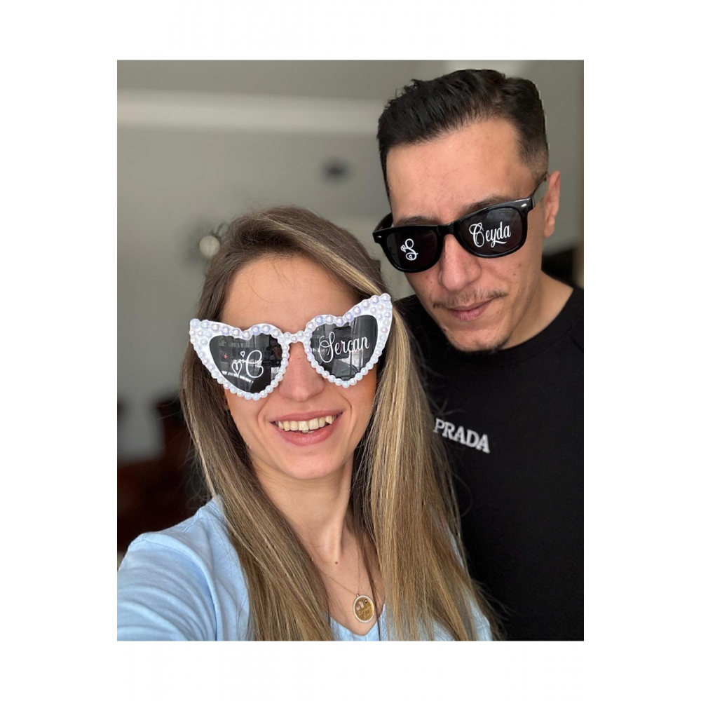 Kılıfsız Isimli Gözlük, Bride Gözlük, Baskılı Gözlük, Gelin Damat Isim Yazılı Göz., Parti Göz.takım