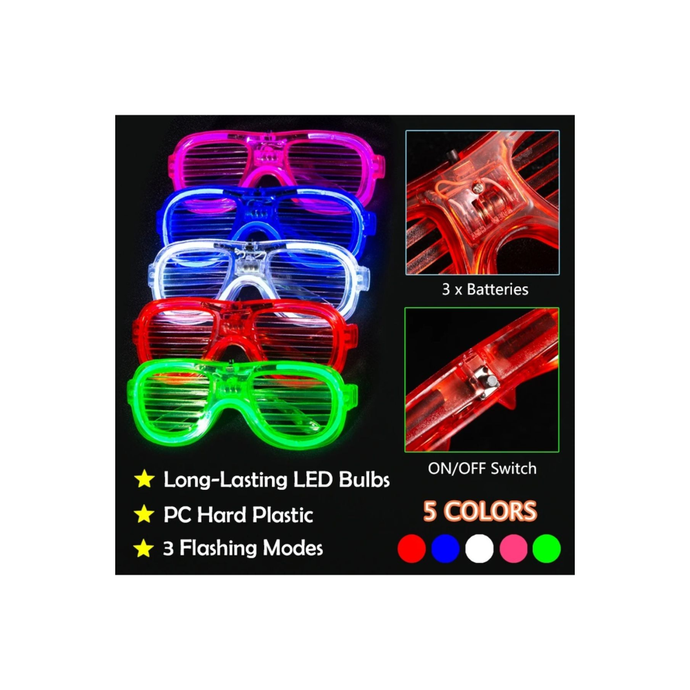 Parti Eğlence Gözlüğü 3 Modlu Işıklı Led Gözlük Beyaz