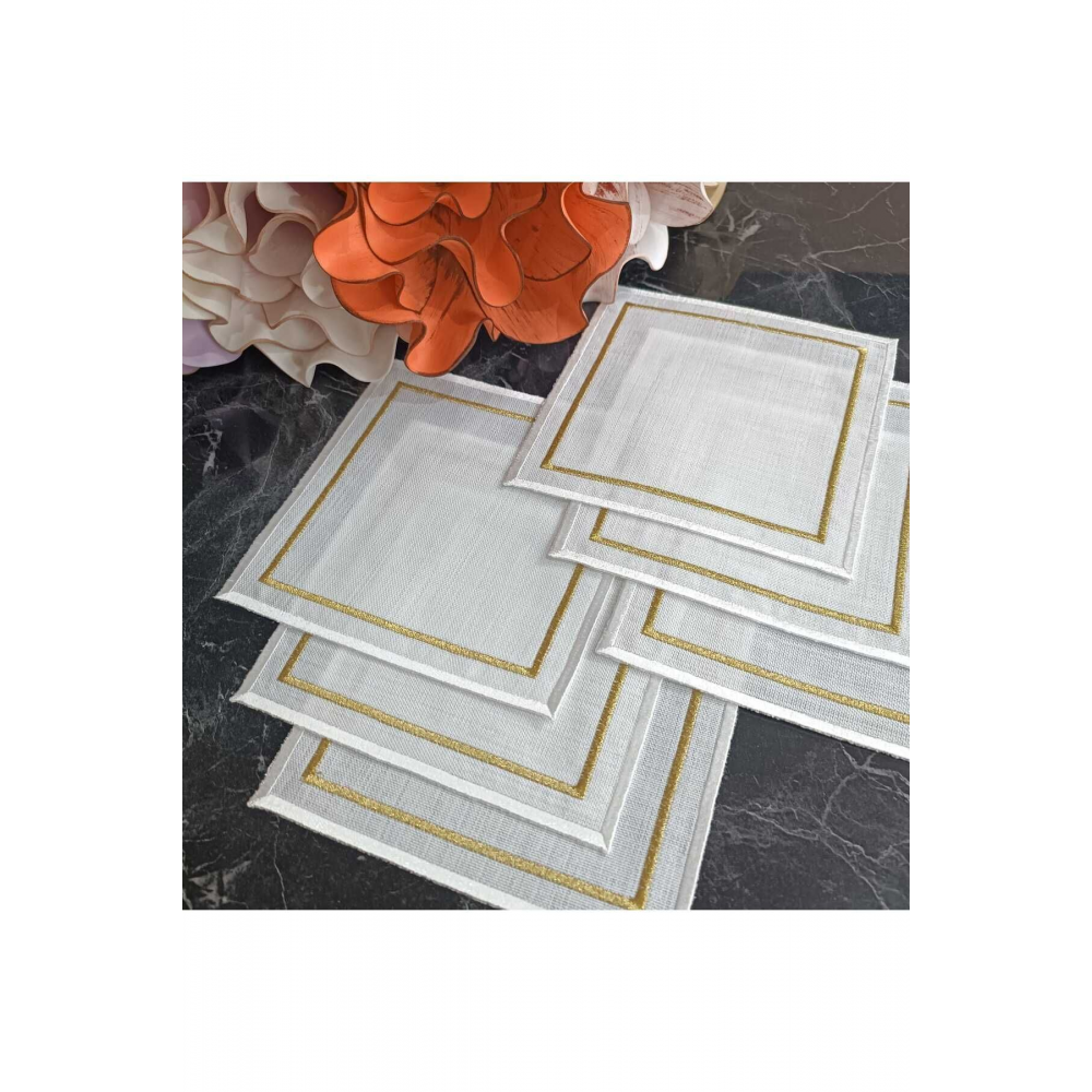 gold ve silver detaylı zarif kokteyl peçetesi, kahve yanı peçete, sunum peçetesi