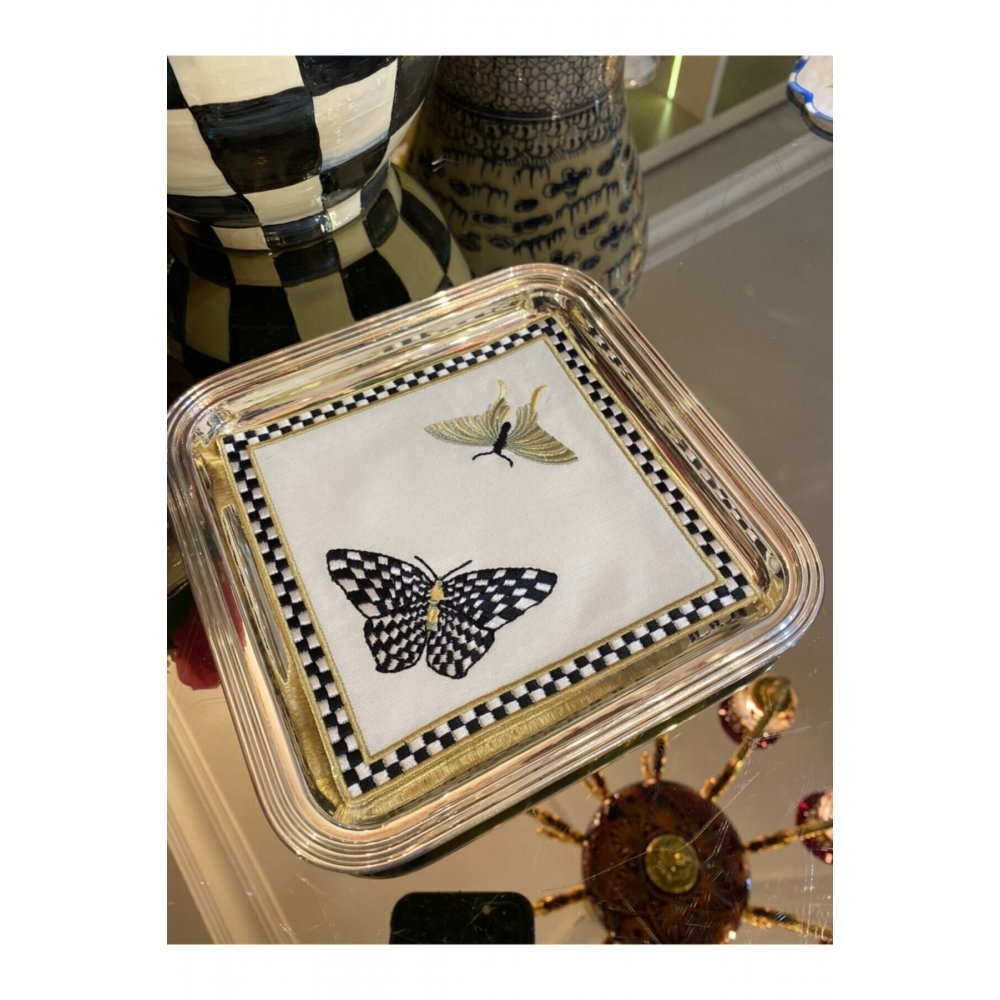 Kelebek Desenli Nakışlı Kokteyl Sunum Peçetesi