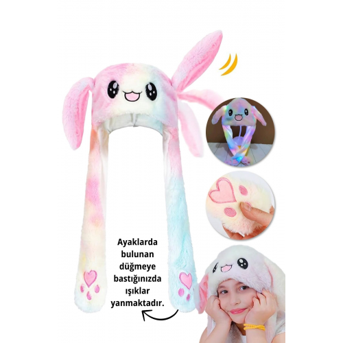 Renkli Işıklı Kulakları Kalkan Tavşan Şapka