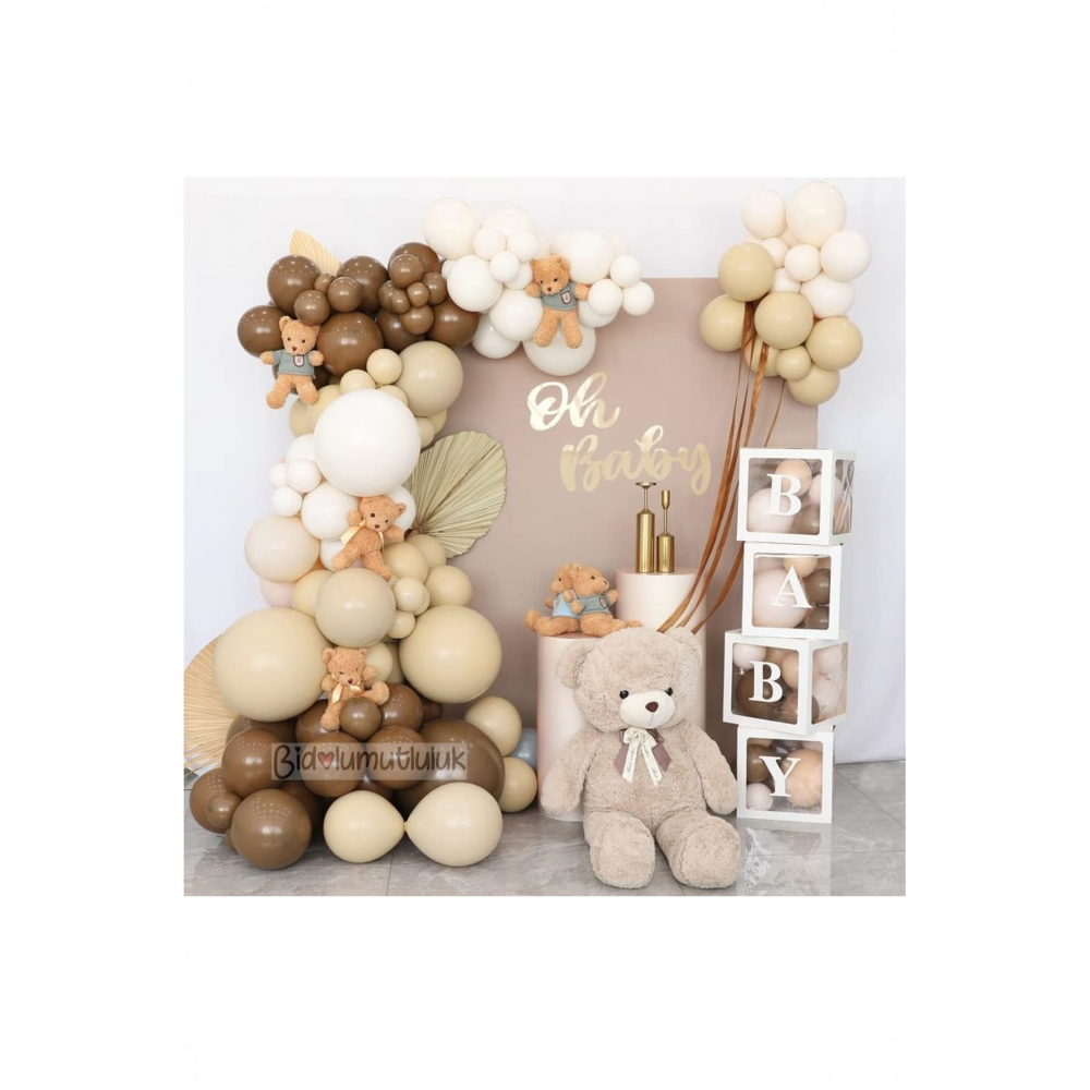 Baby Yazılı Balon Kutusu Karamel Doğum Günü Seti