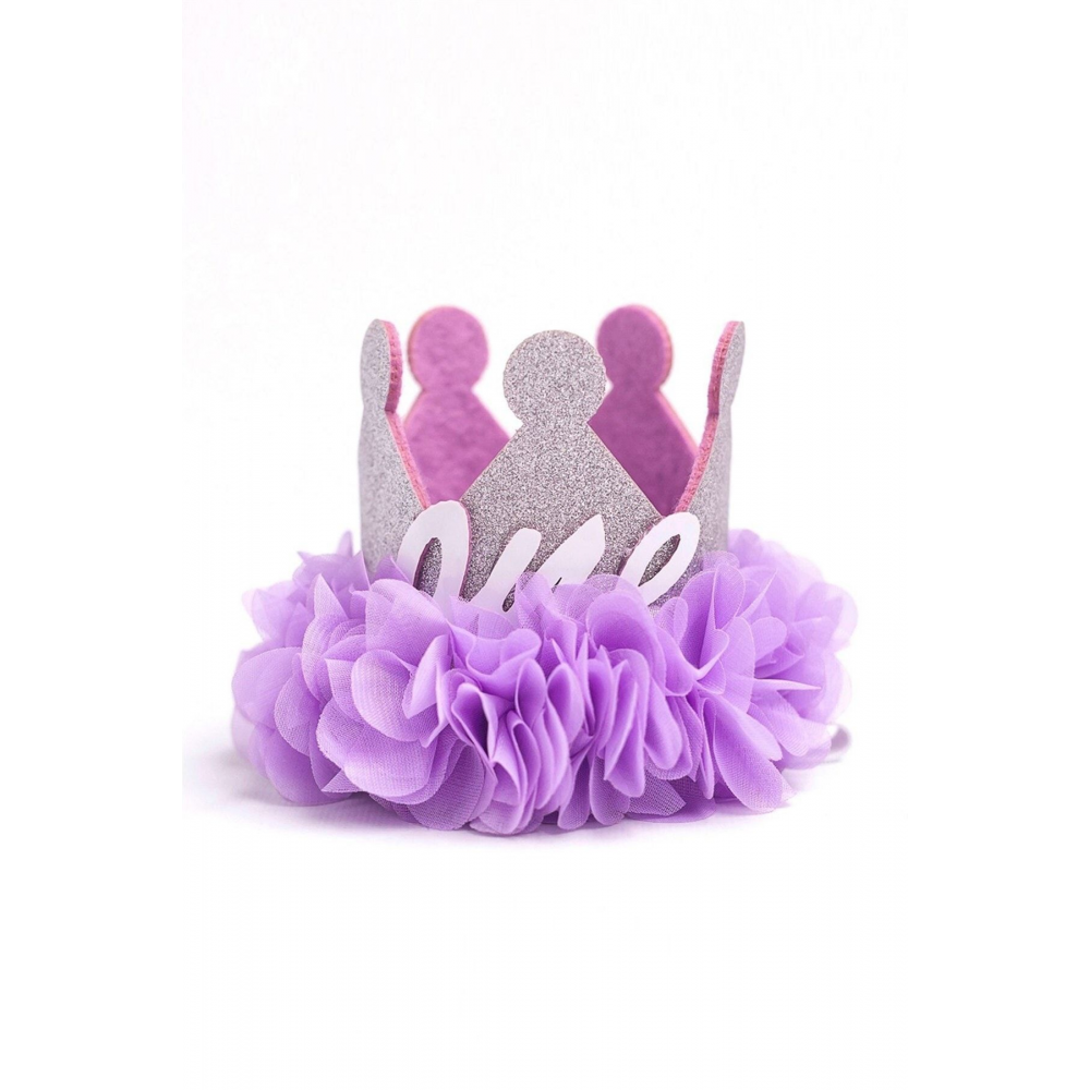 1 Yaş Kraliçe Doğum Günü Tacı - Lila