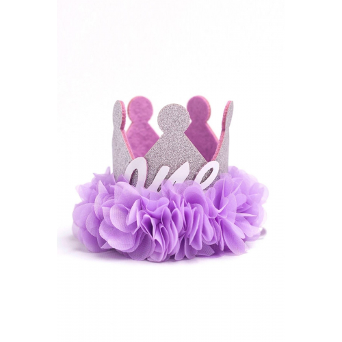 1 Yaş Kraliçe Doğum Günü Tacı - Lila