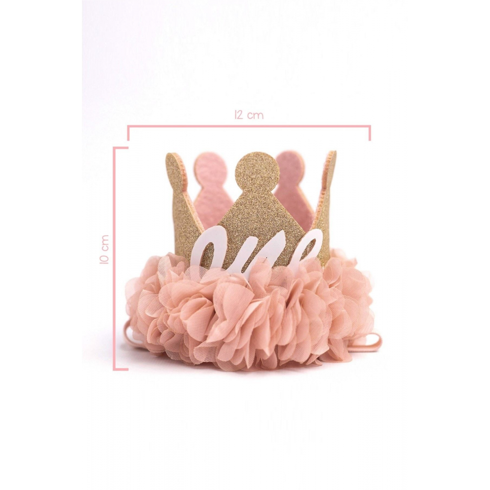 1 Yaş Kraliçe Doğum Günü Tacı - Pudra