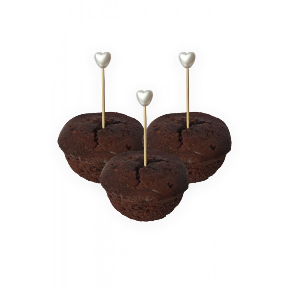 60 Adet Dekoratif Kalp Incili Kokteyl Kürdanı 6 Cm - Kalp 10 Mm Nişan Söz Kalpli Kürdan