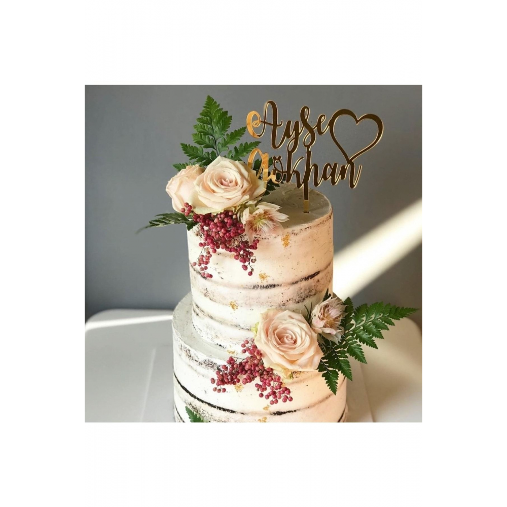 Pasta Çubuğu Kişiye Özel İsimli Pasta Süsü Söz-nişan-nikah Pleksi Ahşap