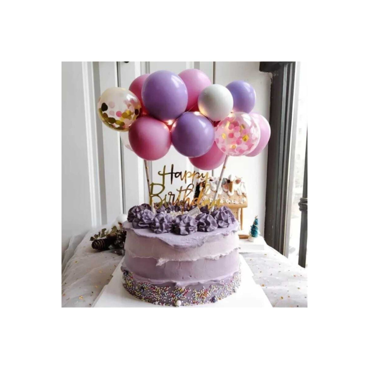 Pembe - Mor Balon Pasta Süsü