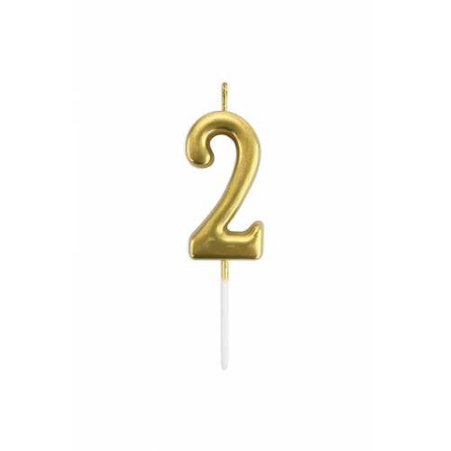 2 Yaş Gold Rakam Mum Altın Renk Doğum Günü Pasta Mumu 12 Cm