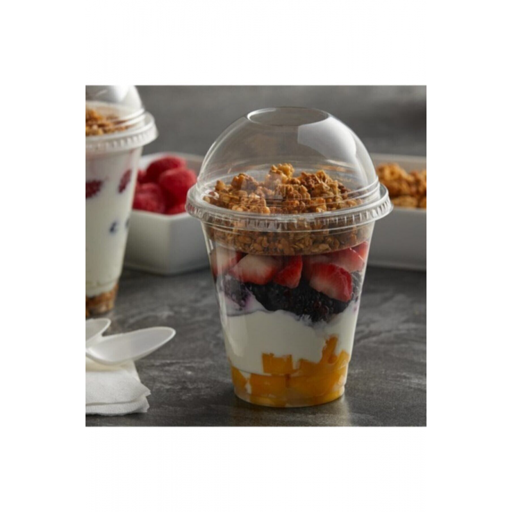 350cc Kalın Pet Plastik Limonata Milkshake Soğuk Kahve Bardağı 50 Adet Kapaklı