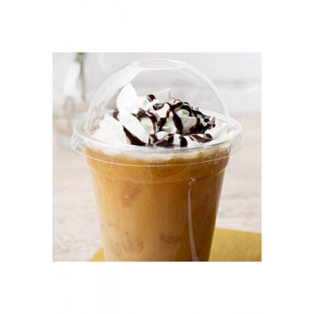 350cc Kalın Pet Plastik Limonata Milkshake Soğuk Kahve Bardağı 50 Adet Kapaklı