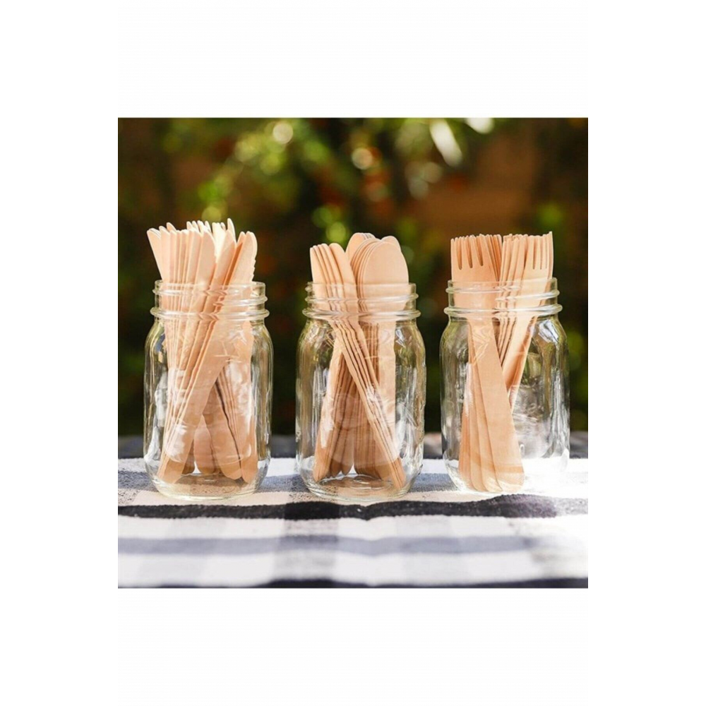 Ahşap Naturel Tahta Çatal 24 Adet