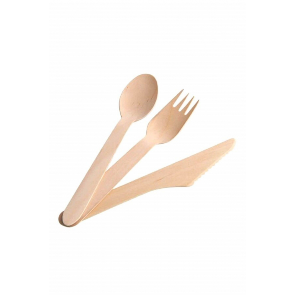 Ahşap Naturel Tahta Kaşık Çatal Bıçak 24 Set 72 Adet
