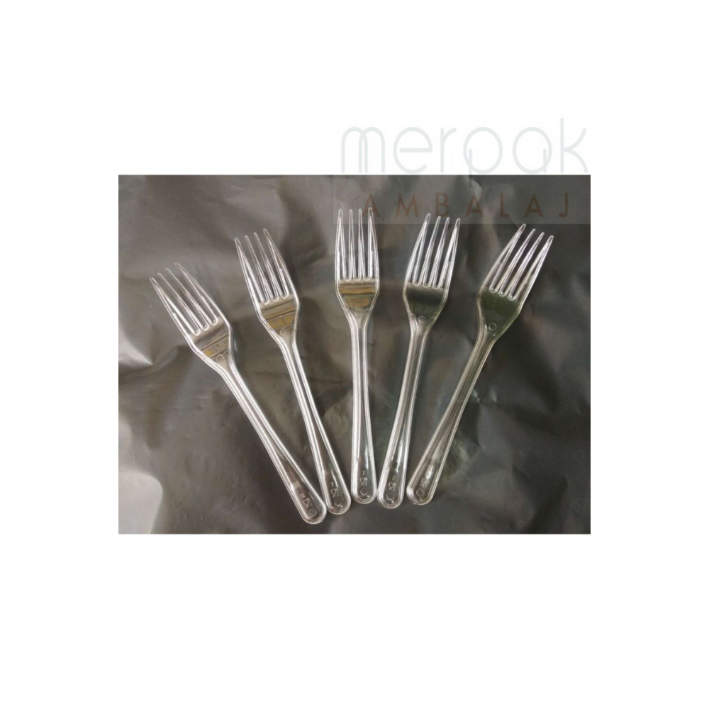 Sert Kalın Plastik Çatal 100 Adet 1. Kalite Lüks Şeffaf Çatal