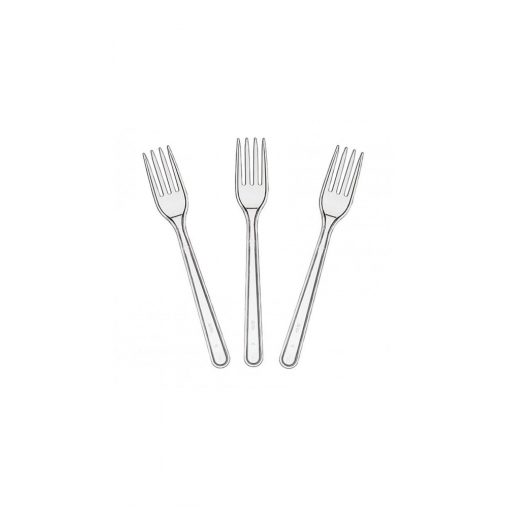 Sert Kalın Plastik Çatal 100 Adet 1. Kalite Lüks Şeffaf Çatal