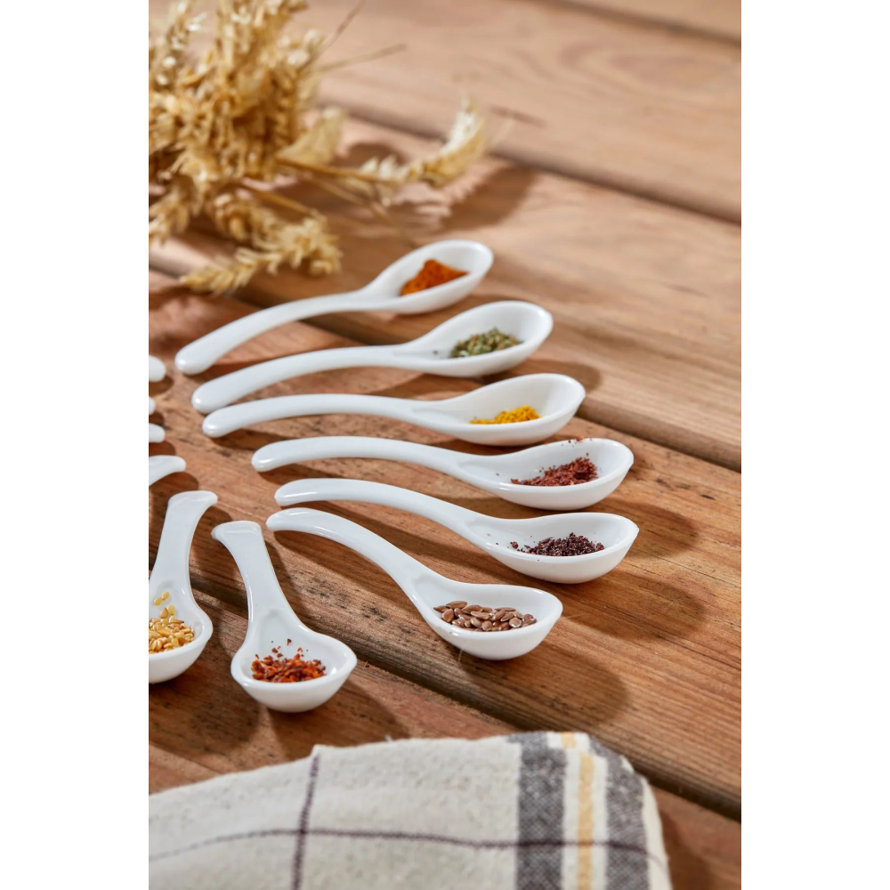 12'li Beyaz Reçel,Bal ve Baharat Kaşığı -(Gıdaya Uygun Plastik Kaşık)