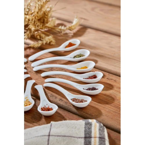 12'li Beyaz Reçel,Bal ve Baharat Kaşığı -(Gıdaya Uygun Plastik Kaşık)