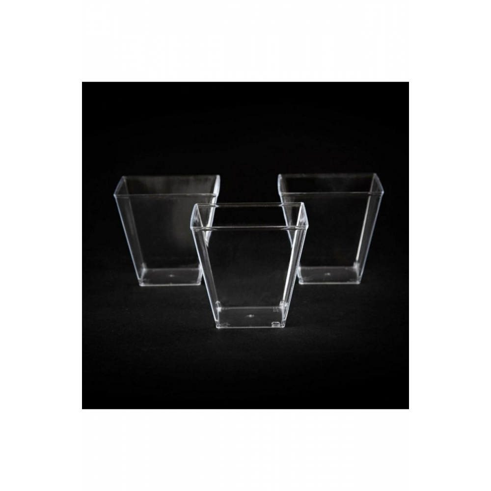 Şeffaf Kristal Mika Ekstra Sert Plastik Prizma Kübik Kase 200 Cc 25 Adet