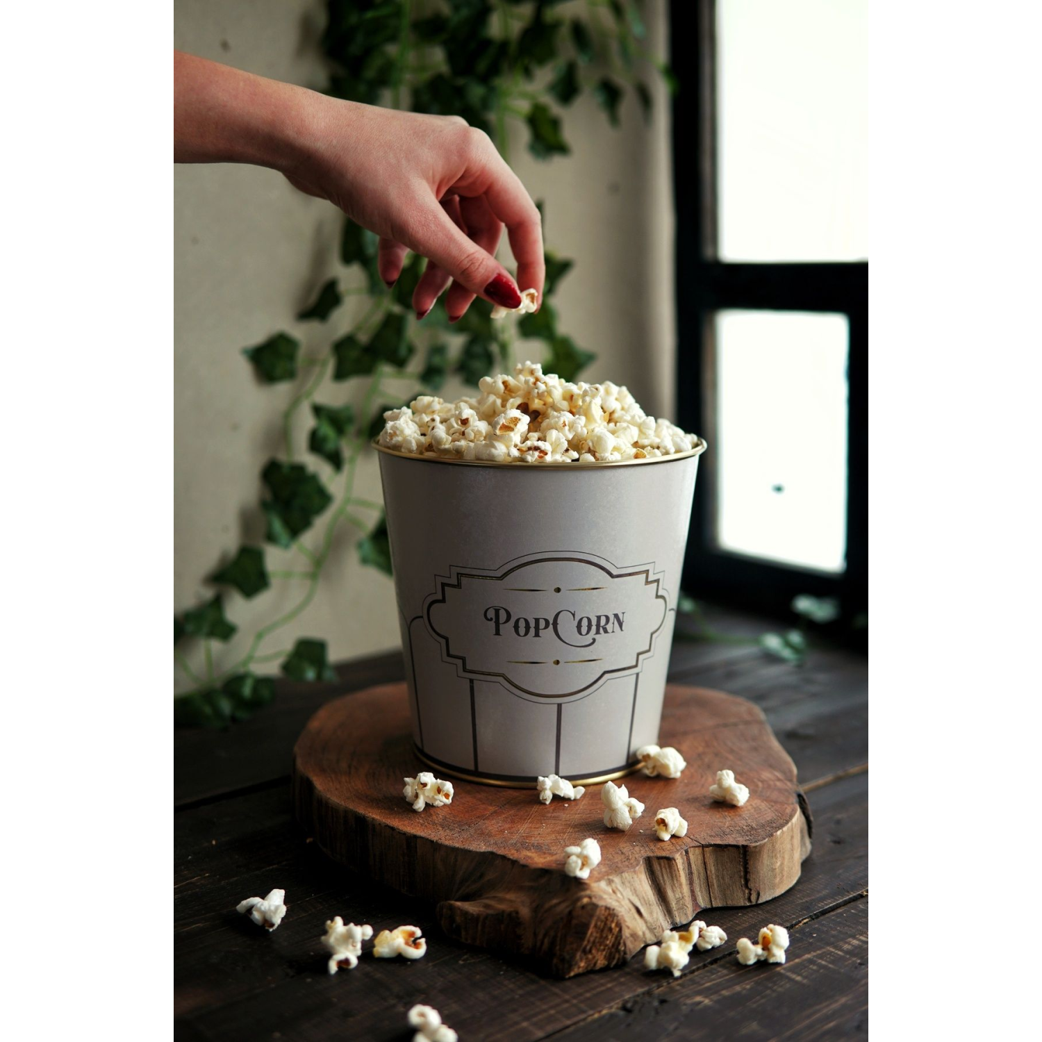 Metal Popcorn Kutusu - Patlamış Mısır Kovası 13.5 Cm, Retro Er149-2o