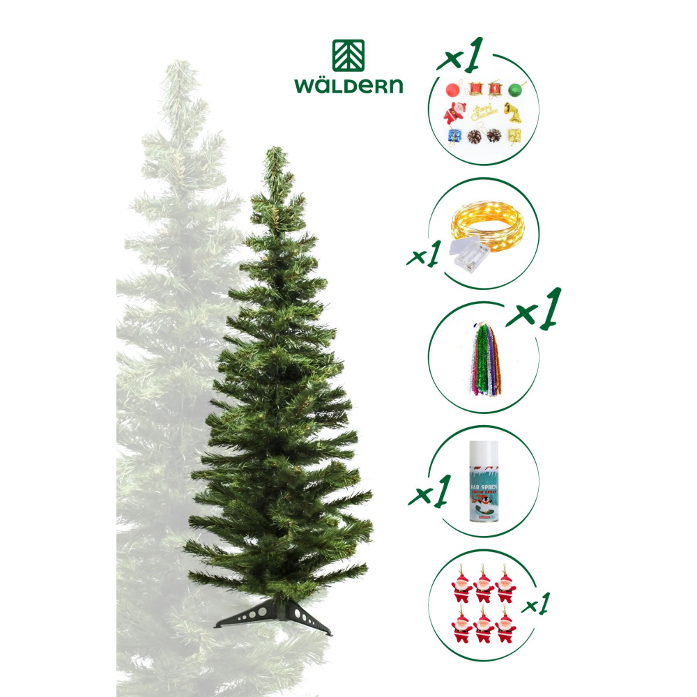 120 Cm Yılbaşı Çam Ağaç Seti 5 Metre Peri Ledli Ve Yılbaşı Süsleri Paketi Kar Spreyi