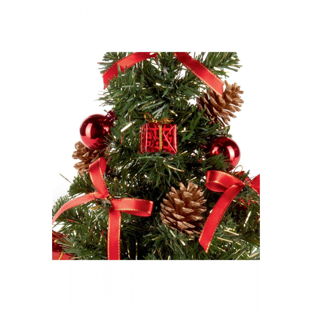 Süslemeli 30 cm Çam Ağacı - Süslü Çam Ağacı - Yılbaşı Çam Ağacı