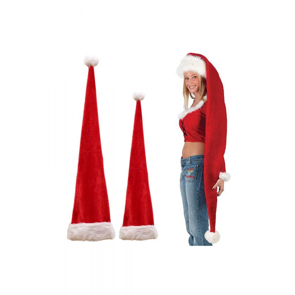 İthal Yüksek Kalite Kürklü Uzun Yılbaşı Şapkası