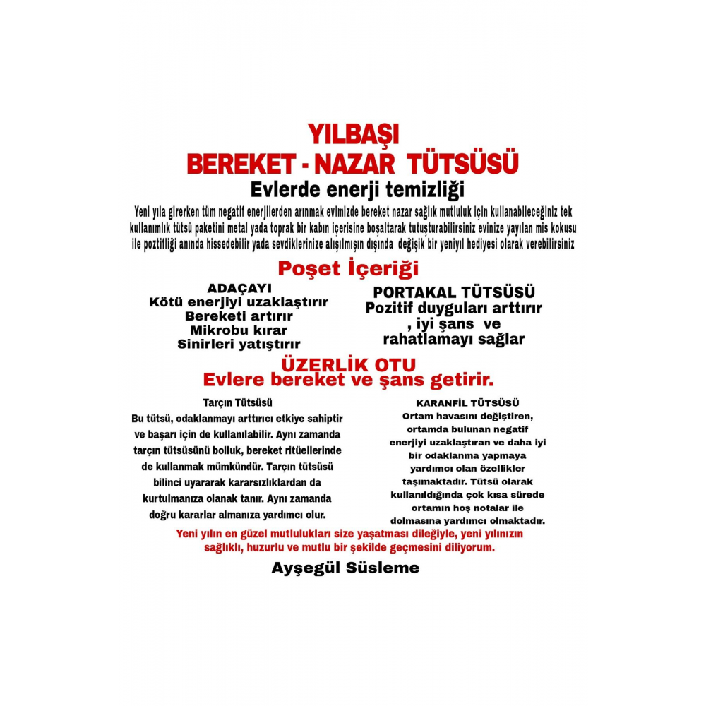 Yılbaşı Hediyesi 1 Adet Bereket - Nazar Arınma Tütsüsü Garantisi