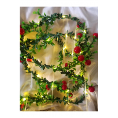 Doğalgaz Borusu Süsü Ledli Kokina Dolanabilen 200cm Işıklı Yapay Şerit Yaprak Çiçek