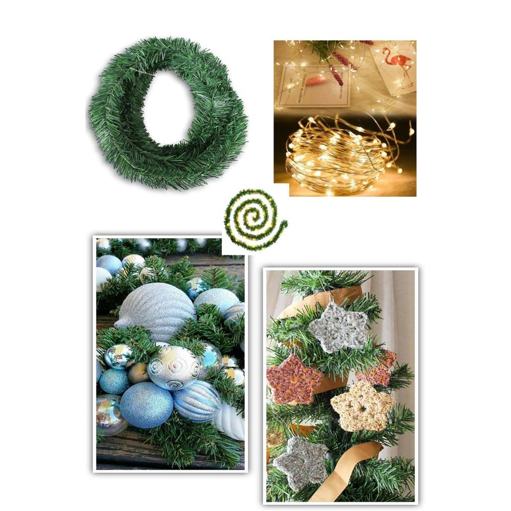 Yılbaşı Dekoratif Peri Led Garland Çam Ağaçı Dalı Sarmal Tel Işıklı Yeni Yıl Süsleri 5 Metre Günışığ