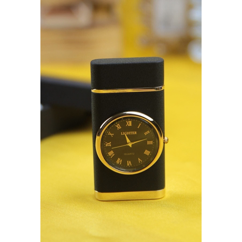 Kişiye Özel Lüks Saatli Pürmüzlü Gazlı Çakmak