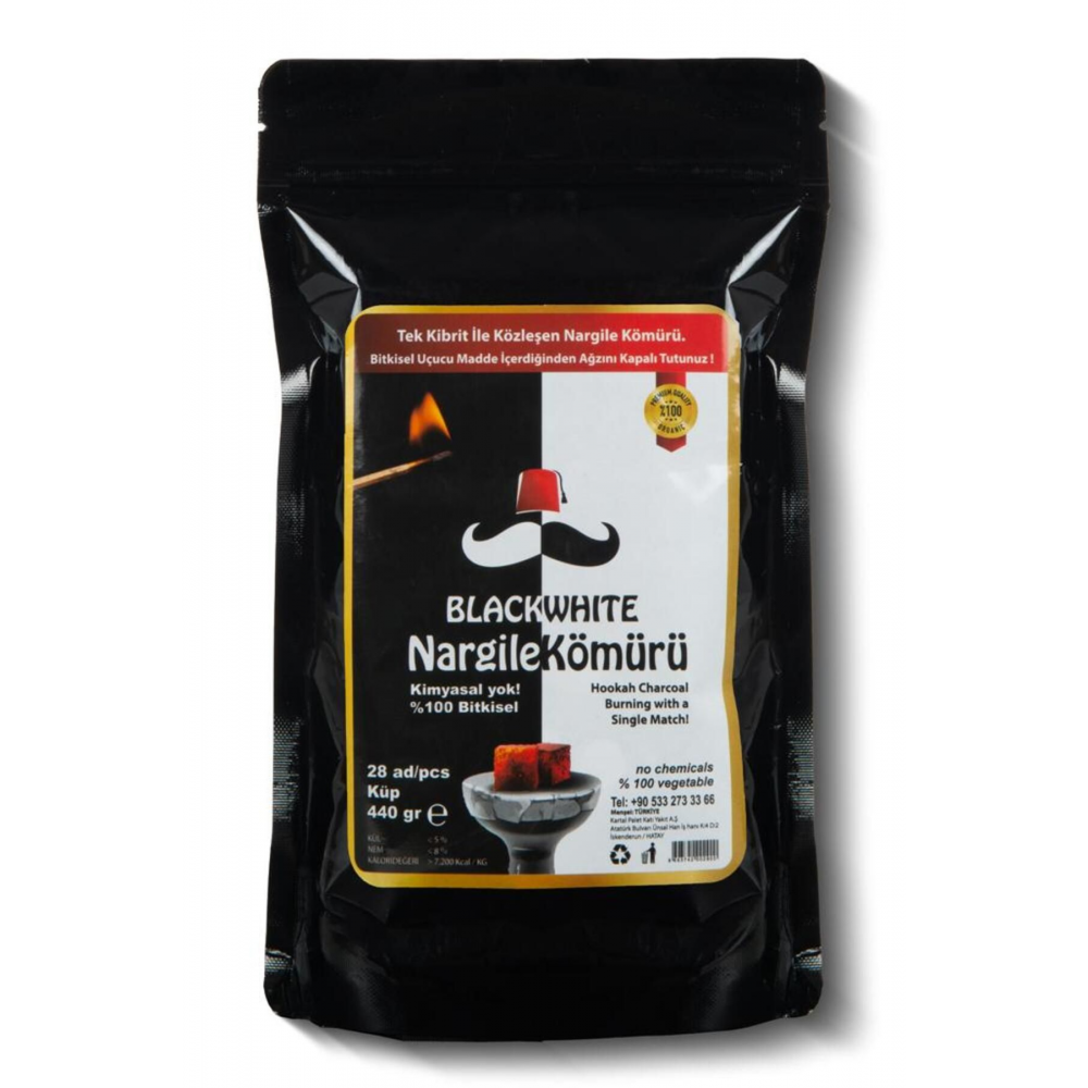 Black White Tek Kibrit Ile Közleşen Nargile,tütsü,bahur Kömürü
