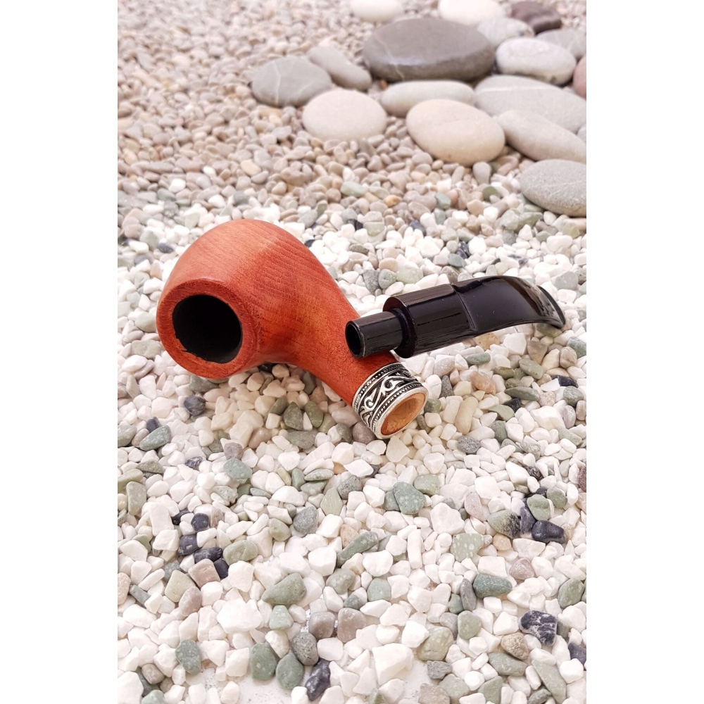 9 mm. Metal Bilezikli Ahşap Pipo Seti py66khv-takim