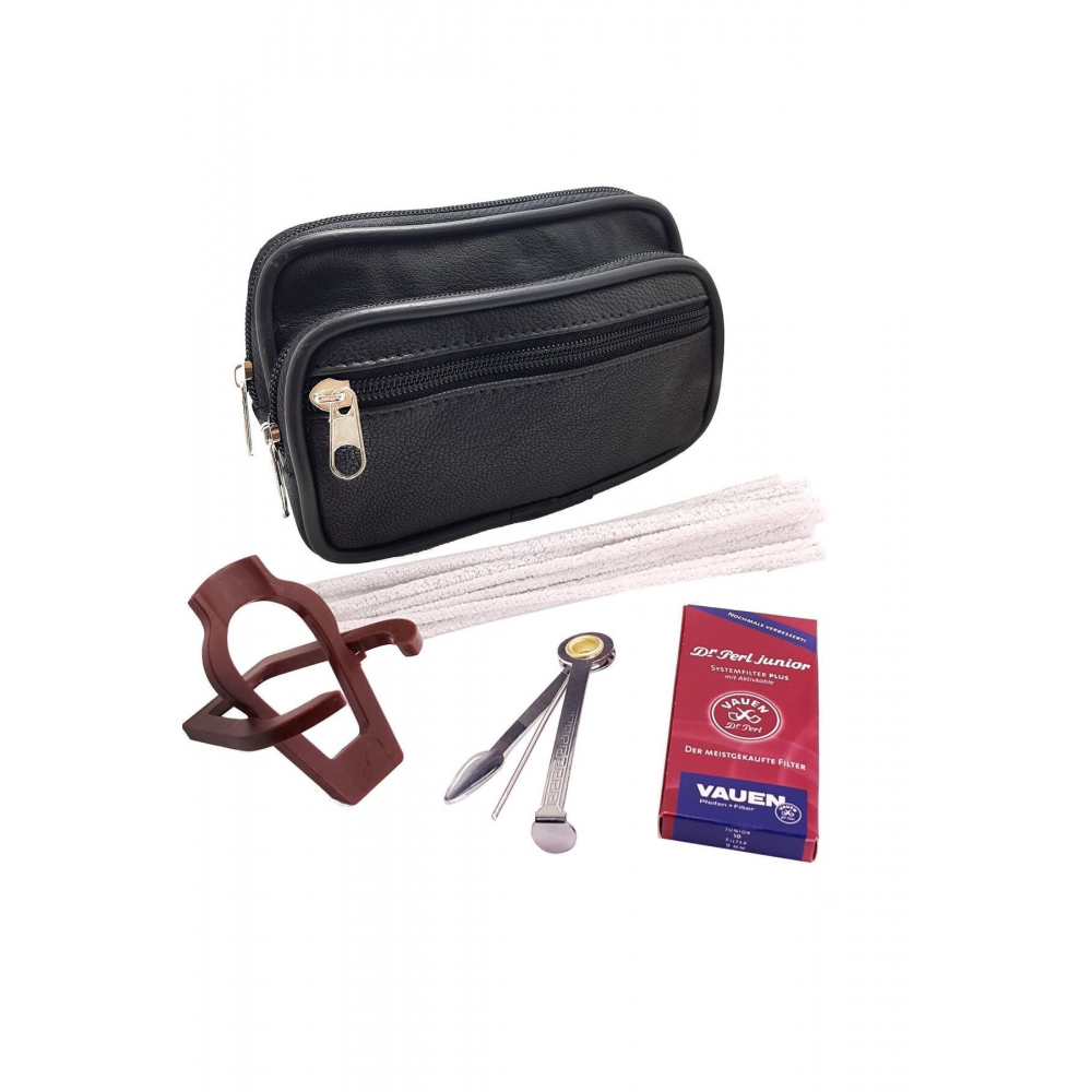 9 mm. Metal Bilezikli Ahşap Pipo Seti py66khv-takim