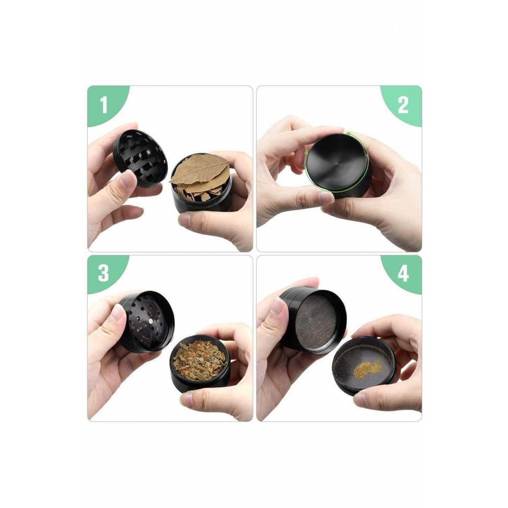 40 Mm 4 Katlı Grınder Herbal Baharat Öğütücü Parçalayıcı Paslanmaz Çelik Mıklatıslı - Gold 3