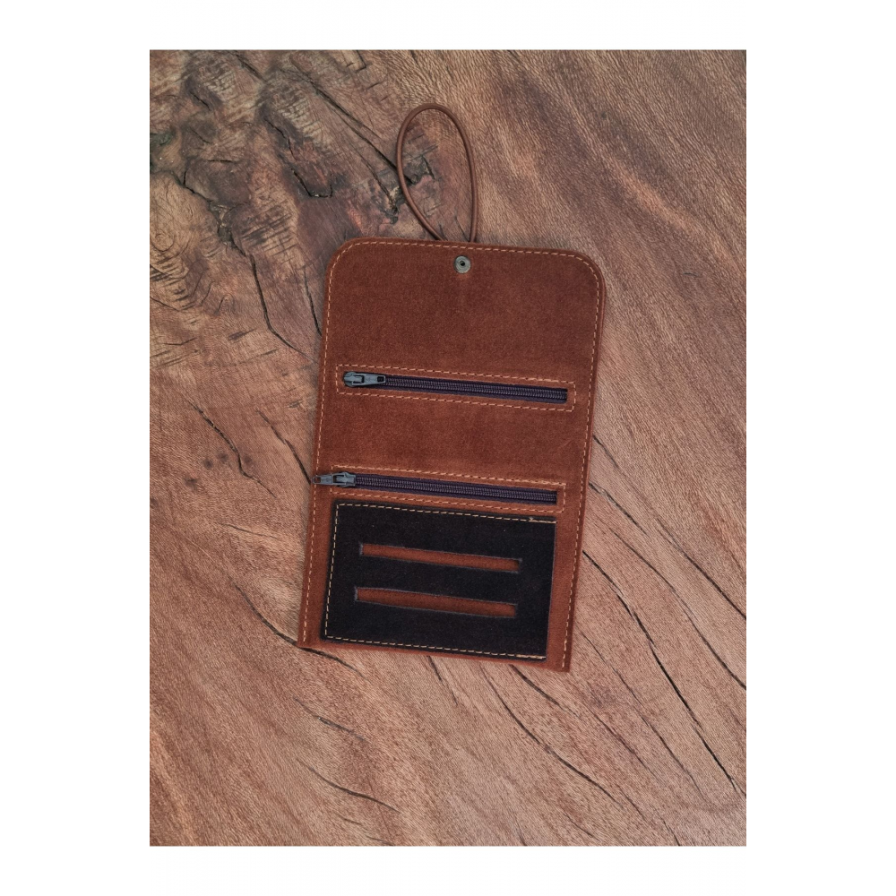 Tütün Kesesi Cüzdan Tütün Çantası Tütünlük %100 Süet Deri Taba Küçük. Açık Boyut: 13cm 19cm