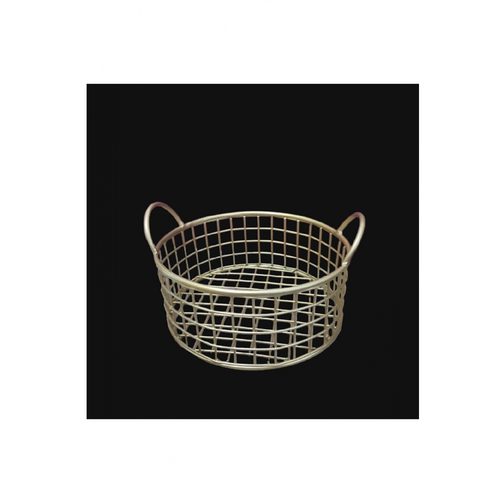 Yuvarlak Metal Çok Amaçlı Sevimli Ekmek Sepeti - GOLD